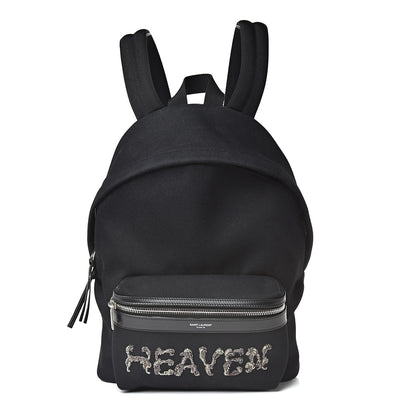 Saint Laurent Canvas Signature Heaven Embroidered Mini City Backpack Black 1 of 12