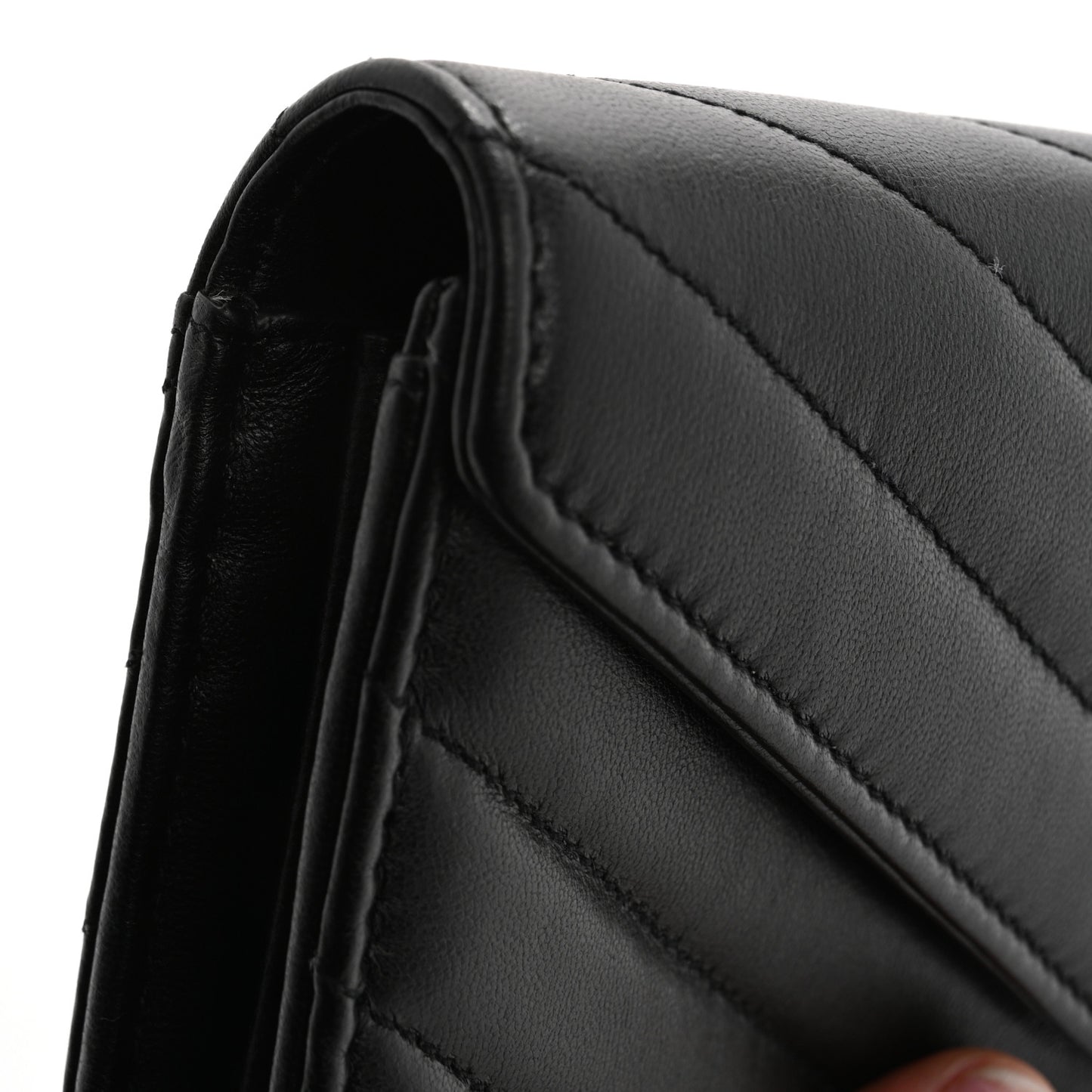 Lambskin Y Quilted Monogram Large Loulou Flap Wallet Black
