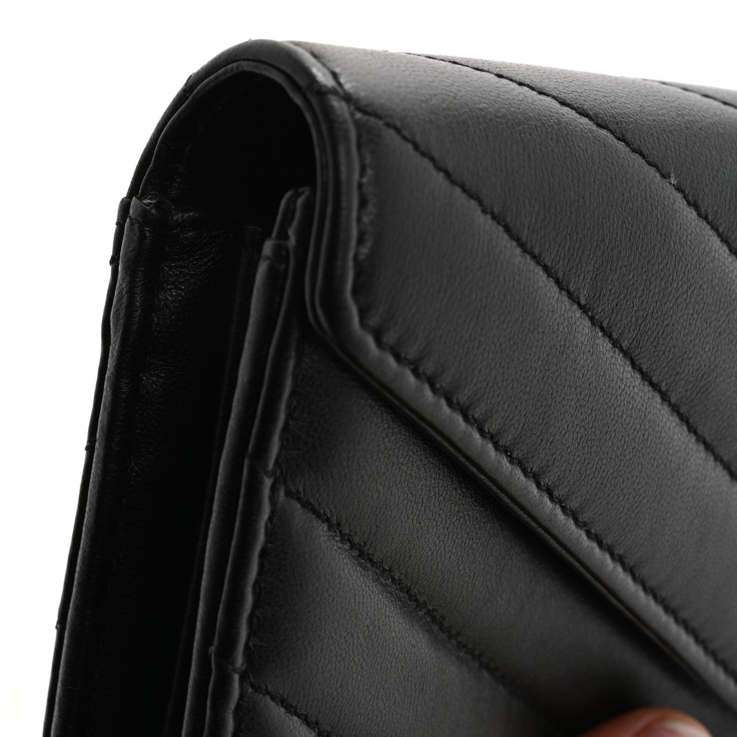 Saint Laurent Lambskin Y Quilted Monogram Large Loulou Flap Wallet Black 12 of 13