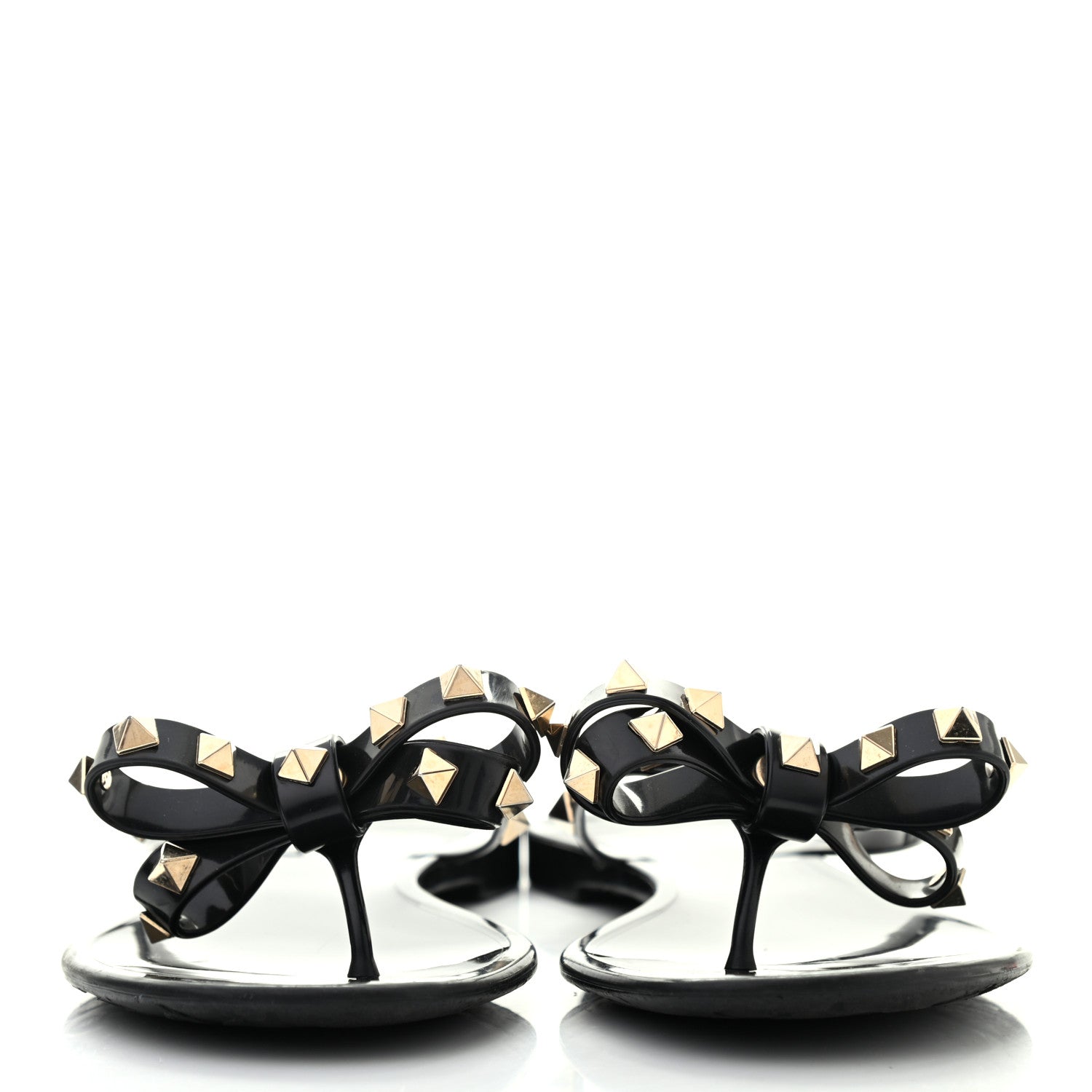 Valentino Garavani PVC Jelly Rockstud Bow Thong Sandals 37 Black 2 of 7