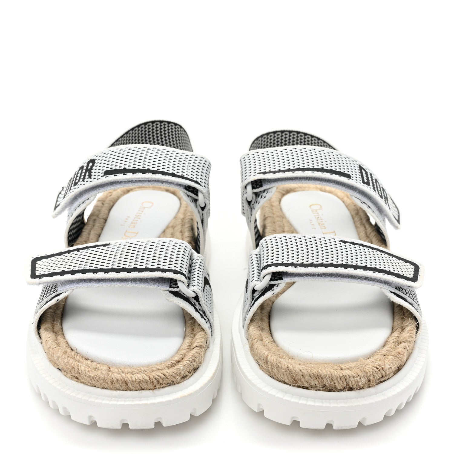 Christian Dior Technical Knit Jute Dioract 10mm Sandals 37.5 White Black 2 of 9