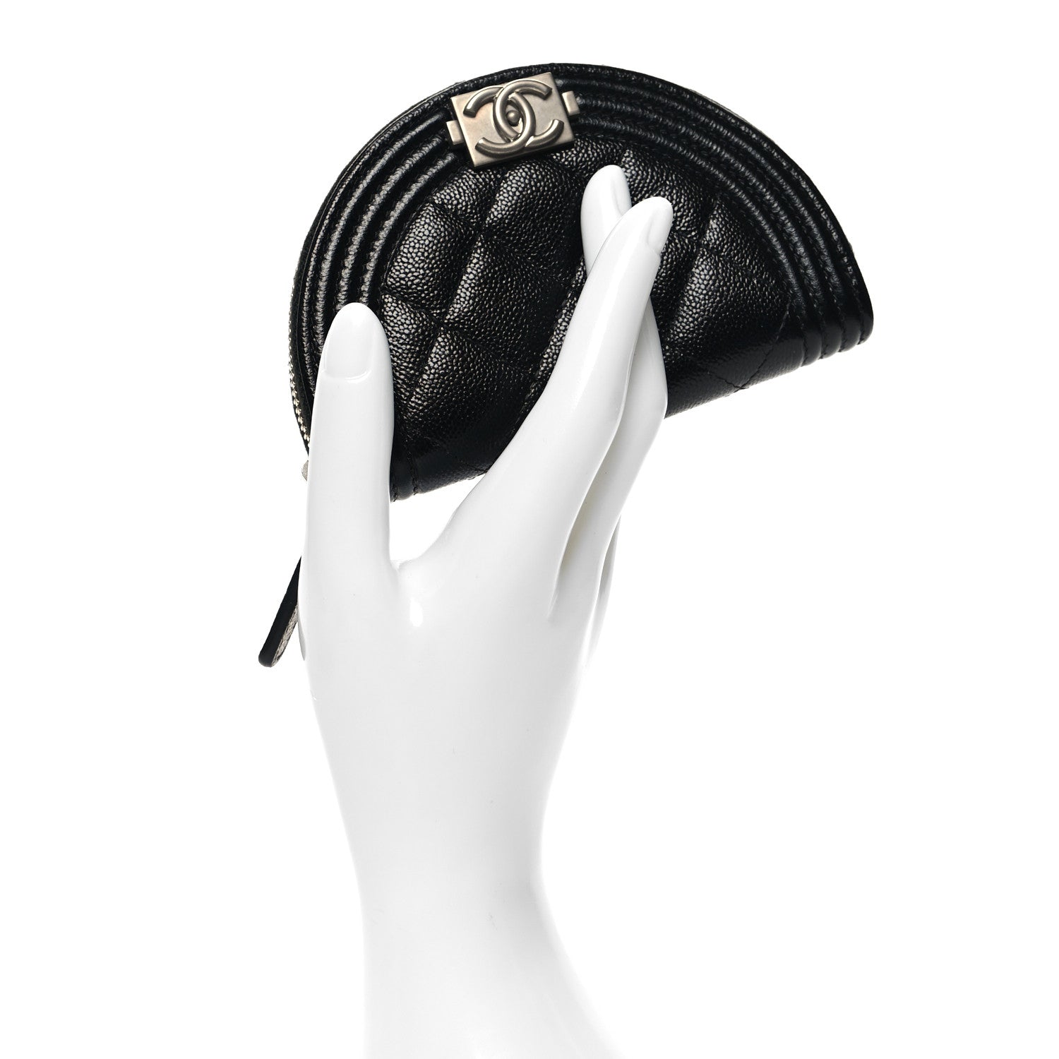 Chanel Caviar Quilted Boy Zipped Coin Purse Black 2 of 9