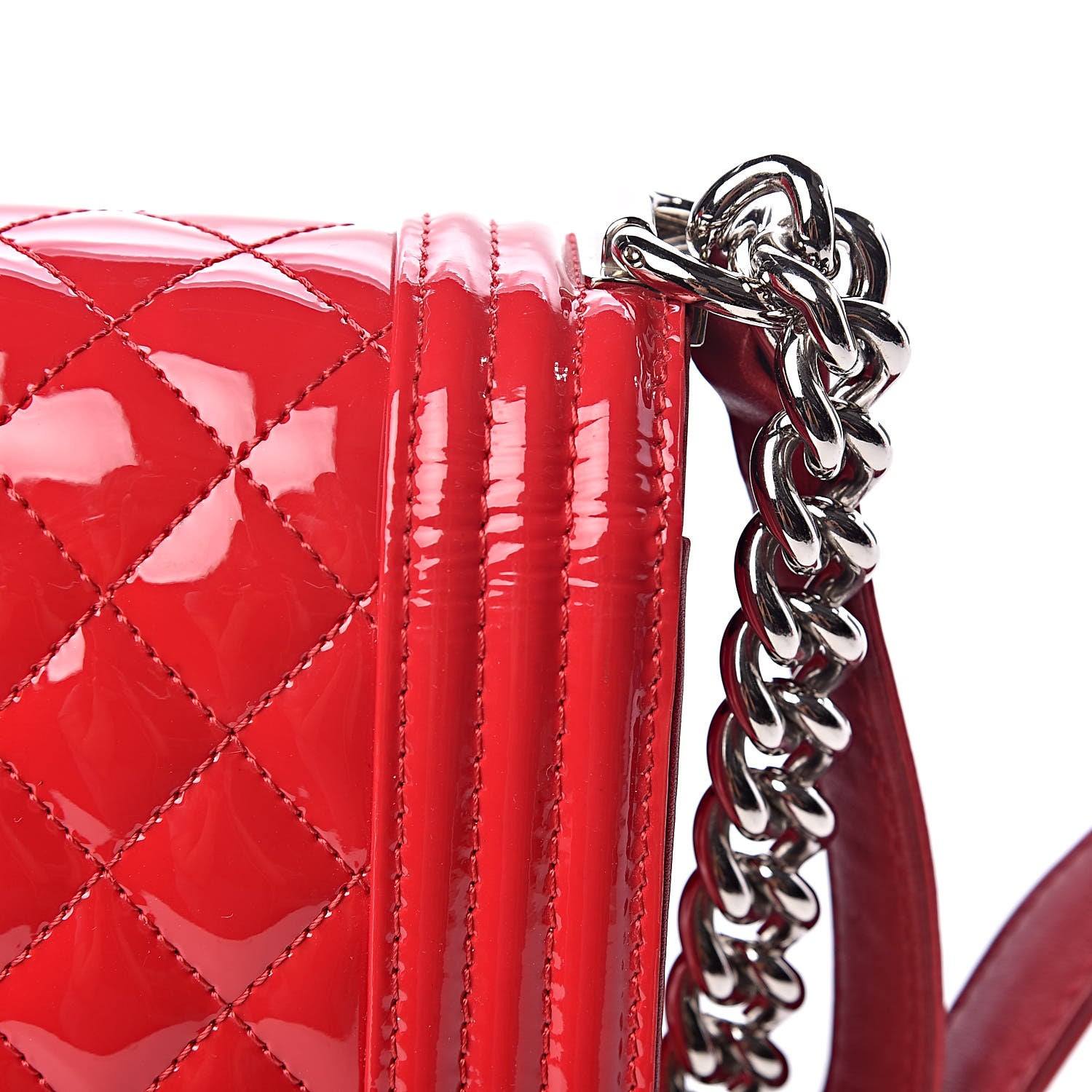 Chanel Patent Calfskin New Medium Plexiglass Boy Flap Red 8 of 10