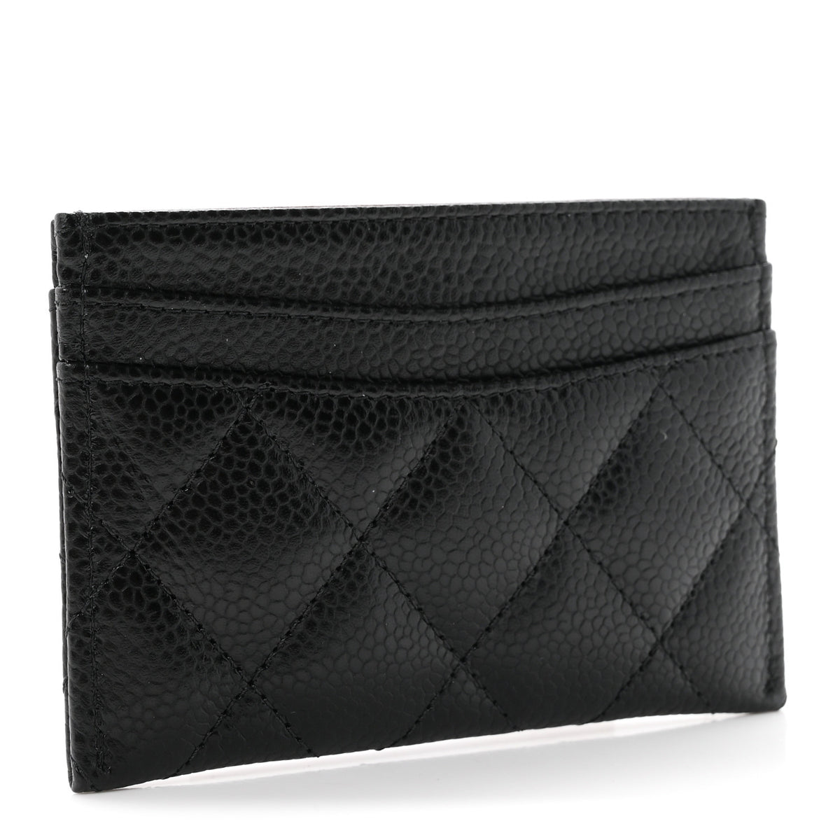 Caviar Quilted Card Holder Black