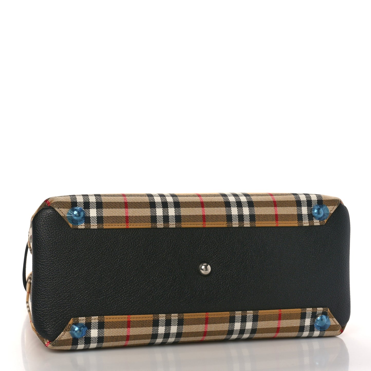 Goatskin Vintage Check Medium Banner Tote Black