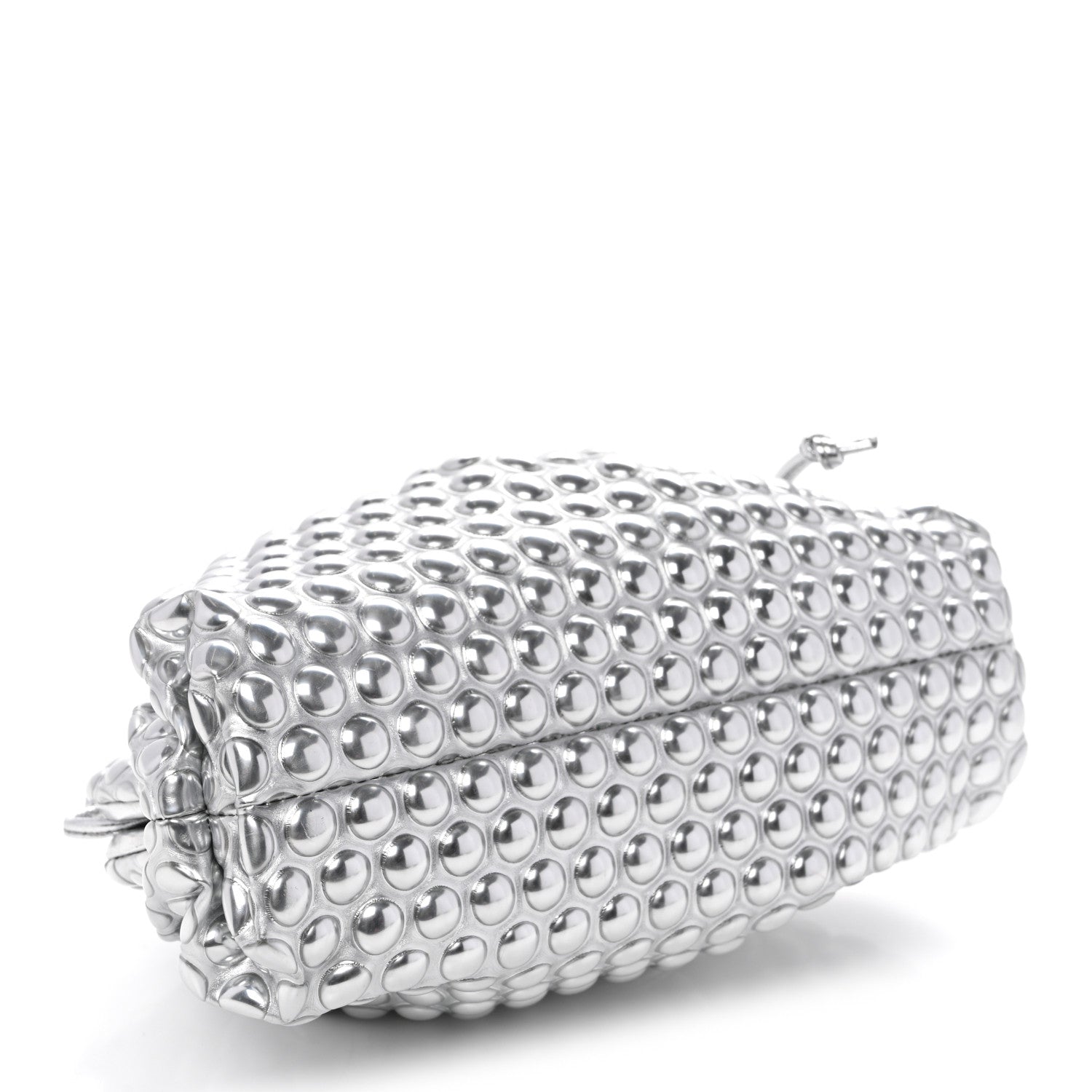 Bottega Veneta Metallic Fabric Bubble Wrap The Mini Pouch Silver 4 of 9