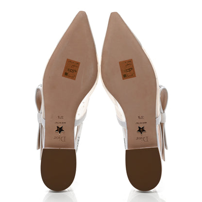 Christian Dior Mesh Plumetis Grosgrain Studded J'Adior Slingback Ballet Flats 37.5 White 5 of 9