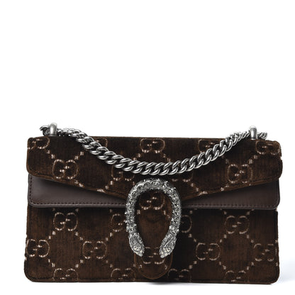 Gucci Velvet Moon Calfskin Crystal GG Monogram Small Dionysus Shoulder Bag Brown Vintage Cocoa Black Diamond 1 of 9