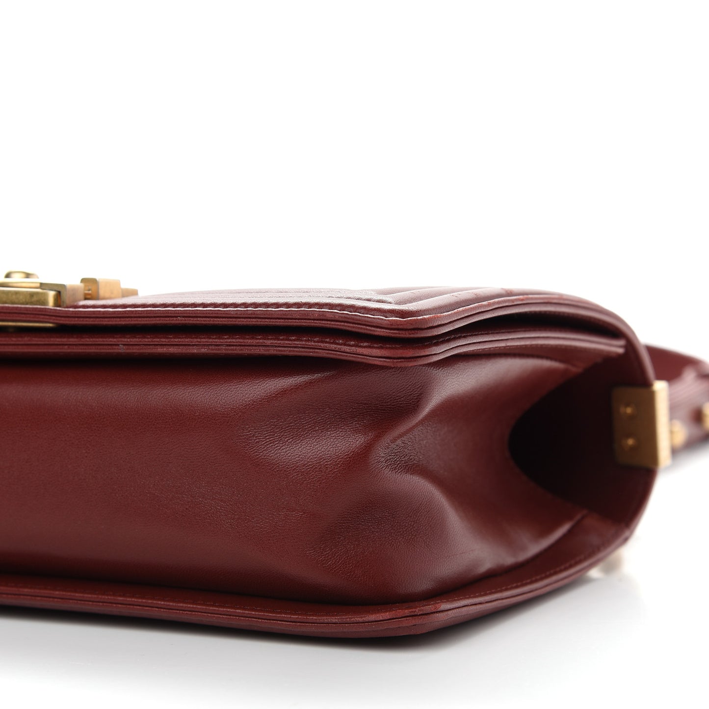Lambskin Quilted Medium Boy Flap Dark Red