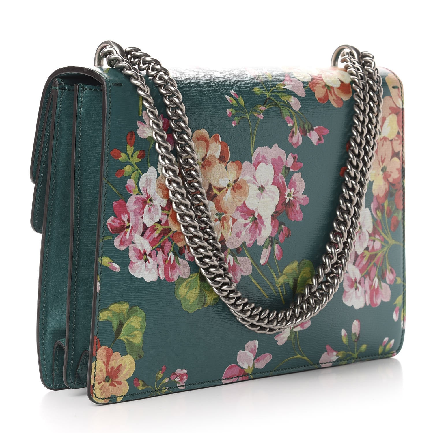 Gucci Calfskin Blooms Print Medium Dionysus Shoulder Bag Bright Emerald Multicolor 3 of 13