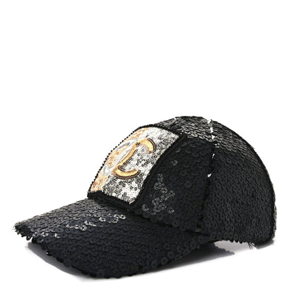 Chanel Sequin Embellished CC Baseball Cap Hat Black 1 of 8
