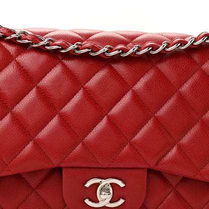 Chanel Caviar Quilted Jumbo Double Flap Dark Red 22 of 40