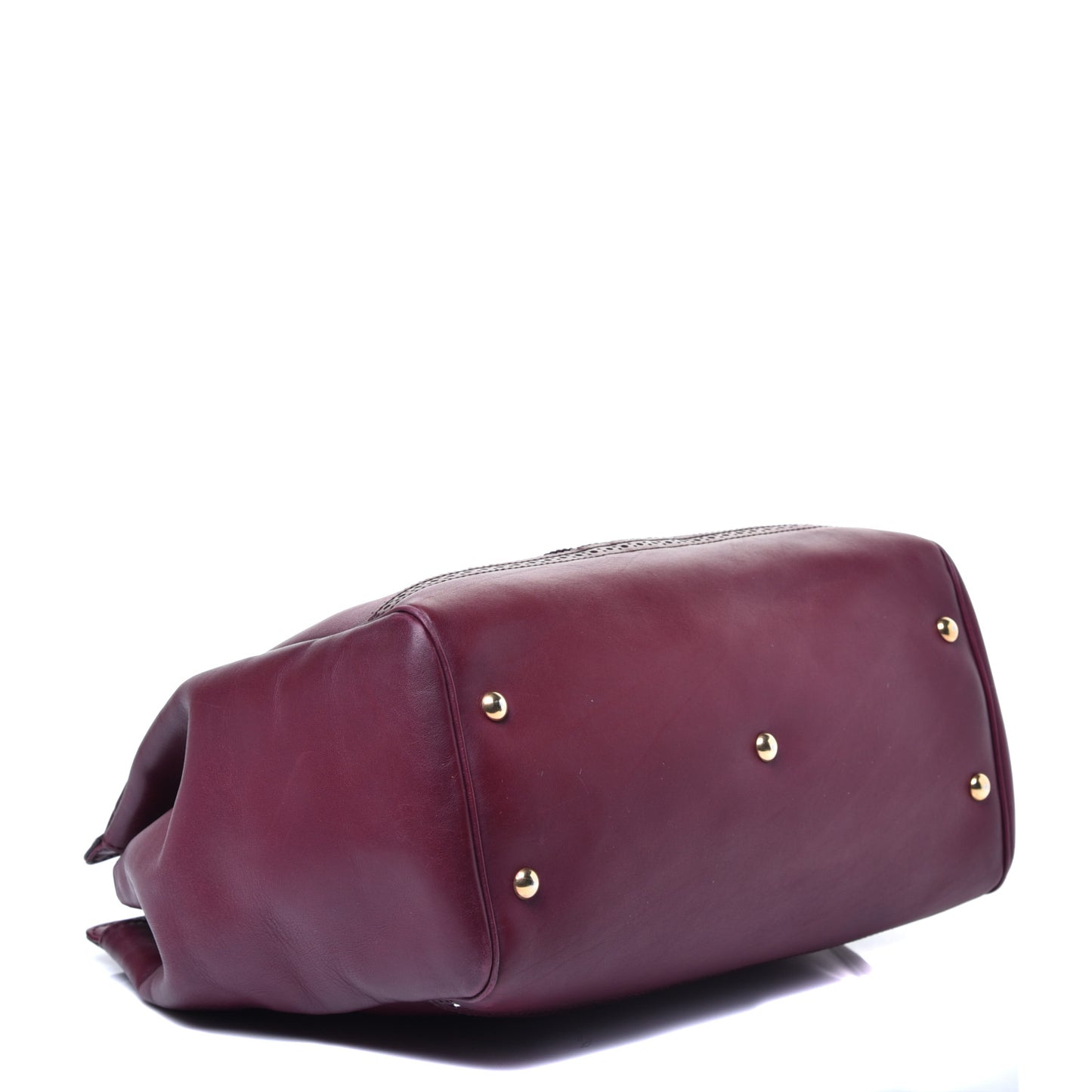 Calfskin Duilio Brogue Top Handle Bag Burgundy