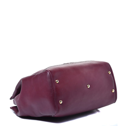 Gucci Calfskin Duilio Brogue Top Handle Bag Burgundy 4 of 11