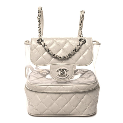 Chanel Crumpled Calfskin PVC Quilted Backpack White 1 of 12