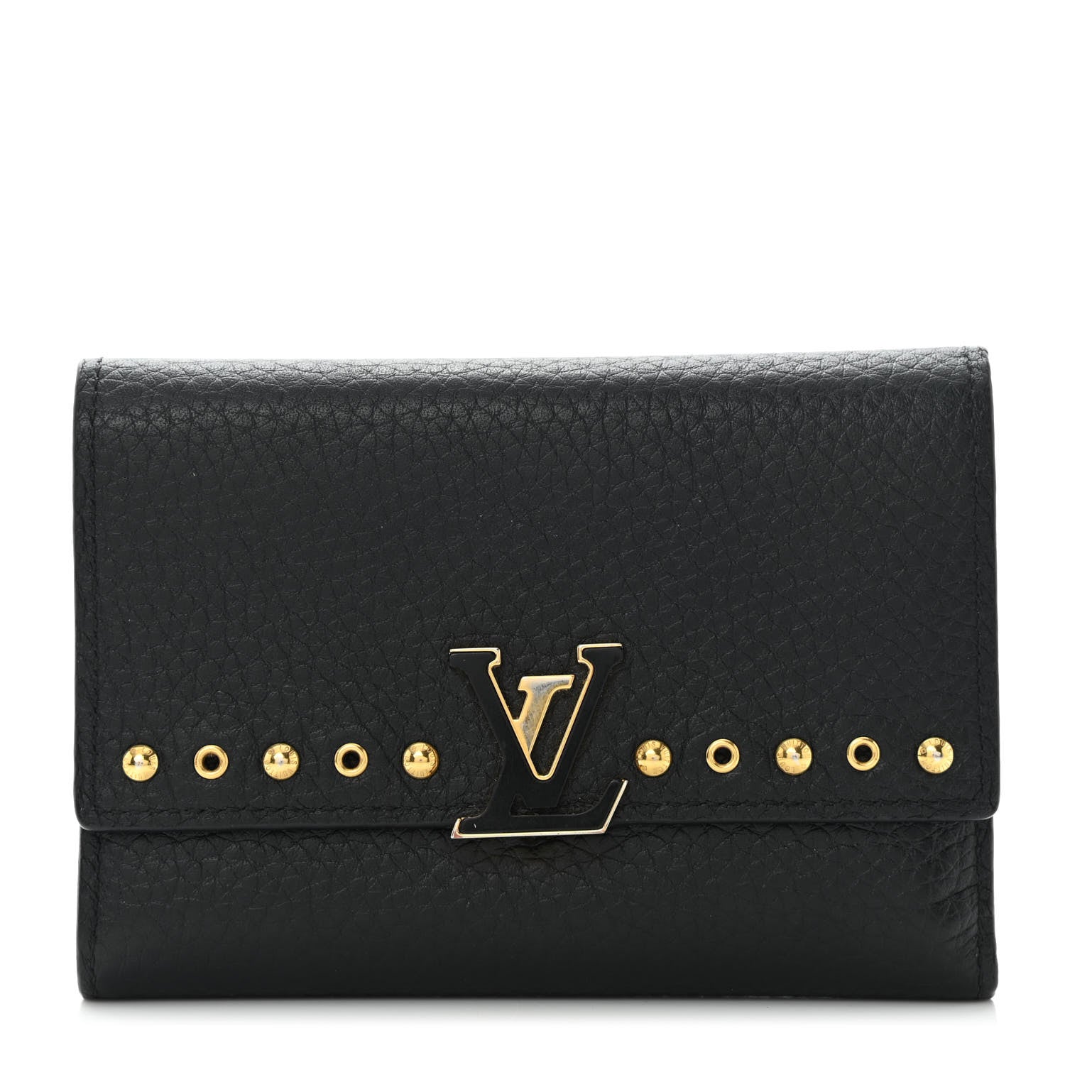 Louis Vuitton Taurillon Capucines Studded Compact Wallet Black 1 of 9