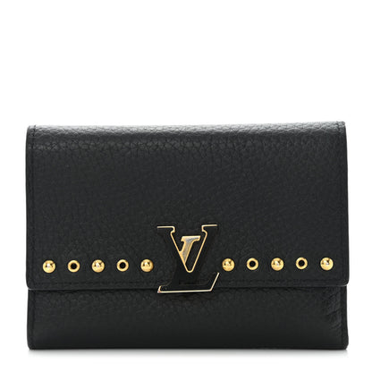 Louis Vuitton Taurillon Capucines Studded Compact Wallet Black 1 of 9