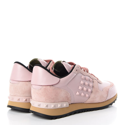 Valentino Garavani Calfskin Suede Rockstud Sneakers 38 Pink 4 of 8