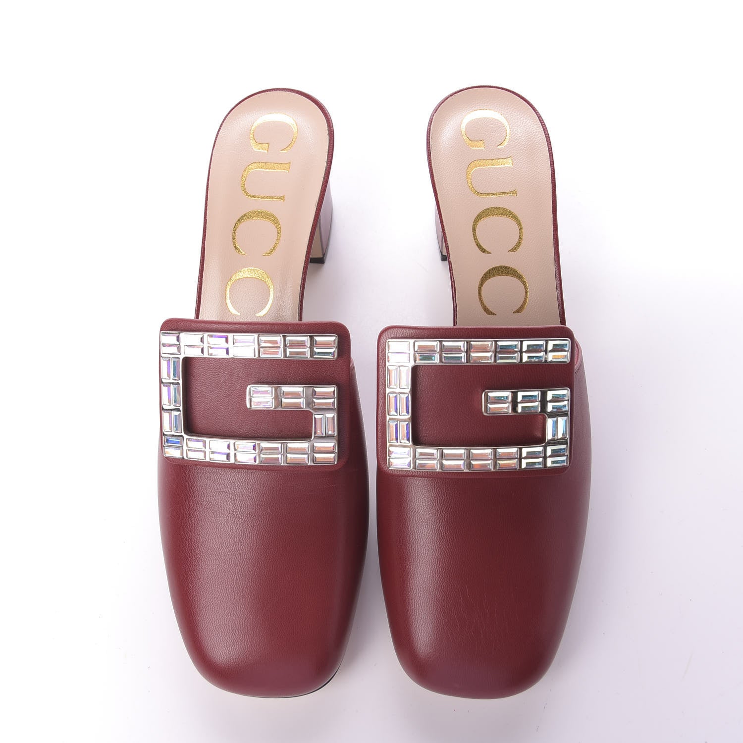 Gucci Malaga Kid Crystal Square G Madelyn Mules 37 Romantic Cerise 6 of 13
