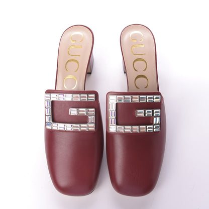Gucci Malaga Kid Crystal Square G Madelyn Mules 37 Romantic Cerise 6 of 13