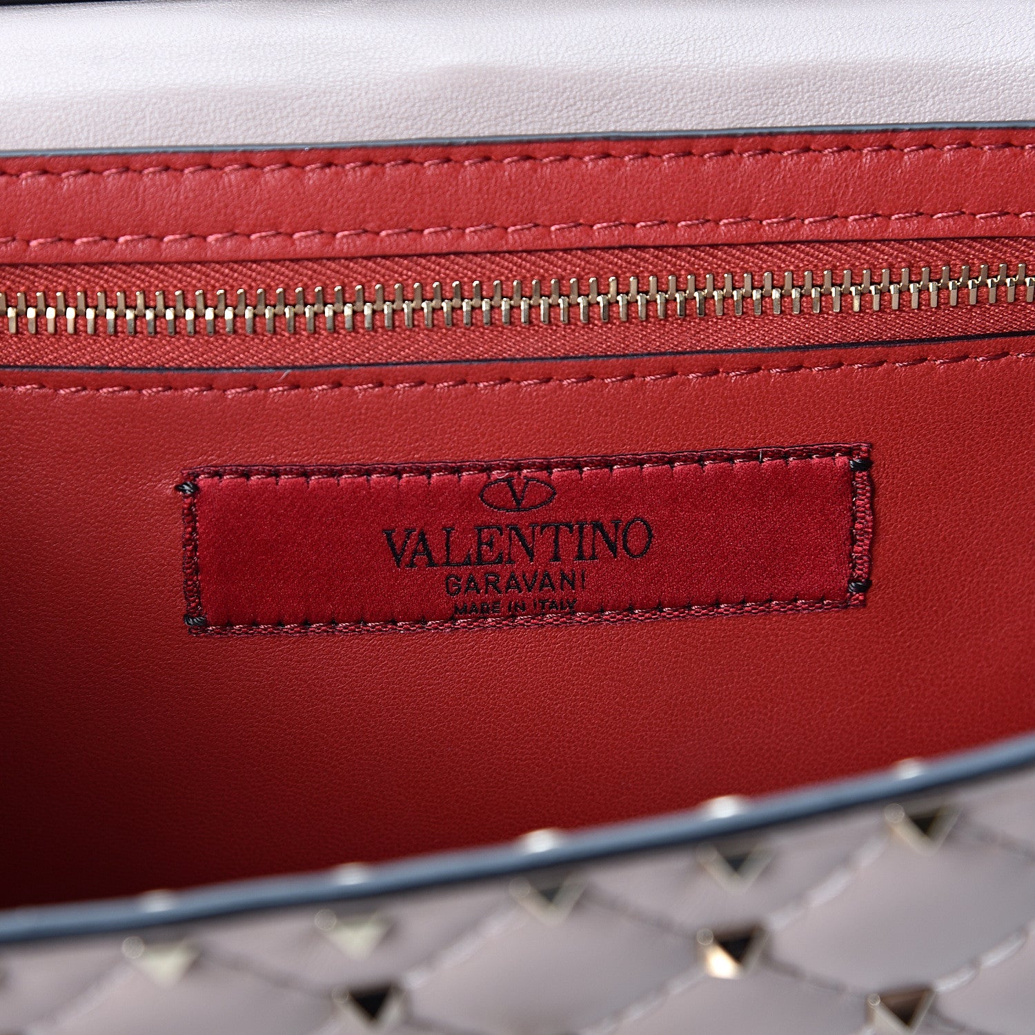 Valentino Garavani Lambskin Rockstud Spike Wallet on Chain Poudre 5 of 8