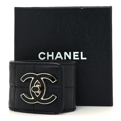 Chanel Lambskin Quilted Enamel CC Turnlock Cuff L Black 5 of 5