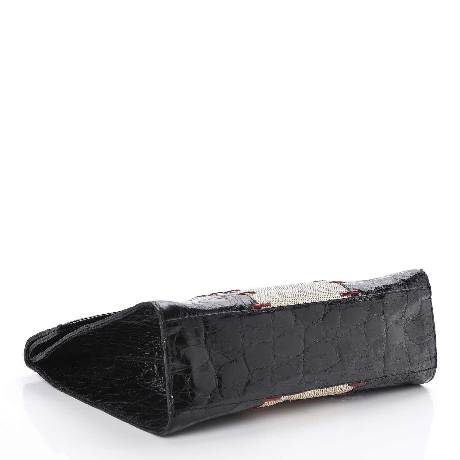 Nancy Gonzalez Crocodile Linen Clutch Black 4 of 6