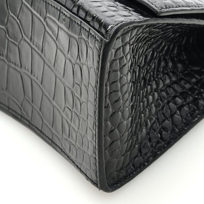 Balenciaga Shiny Calfskin Crocodile Embossed Small Hourglass Top Handle Bag Black 9 of 9