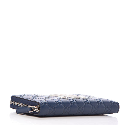 Gucci X MLB Guccissima Signature NY Yankees Embroidered Zip Around Wallet Royale Ivory 4 of 7