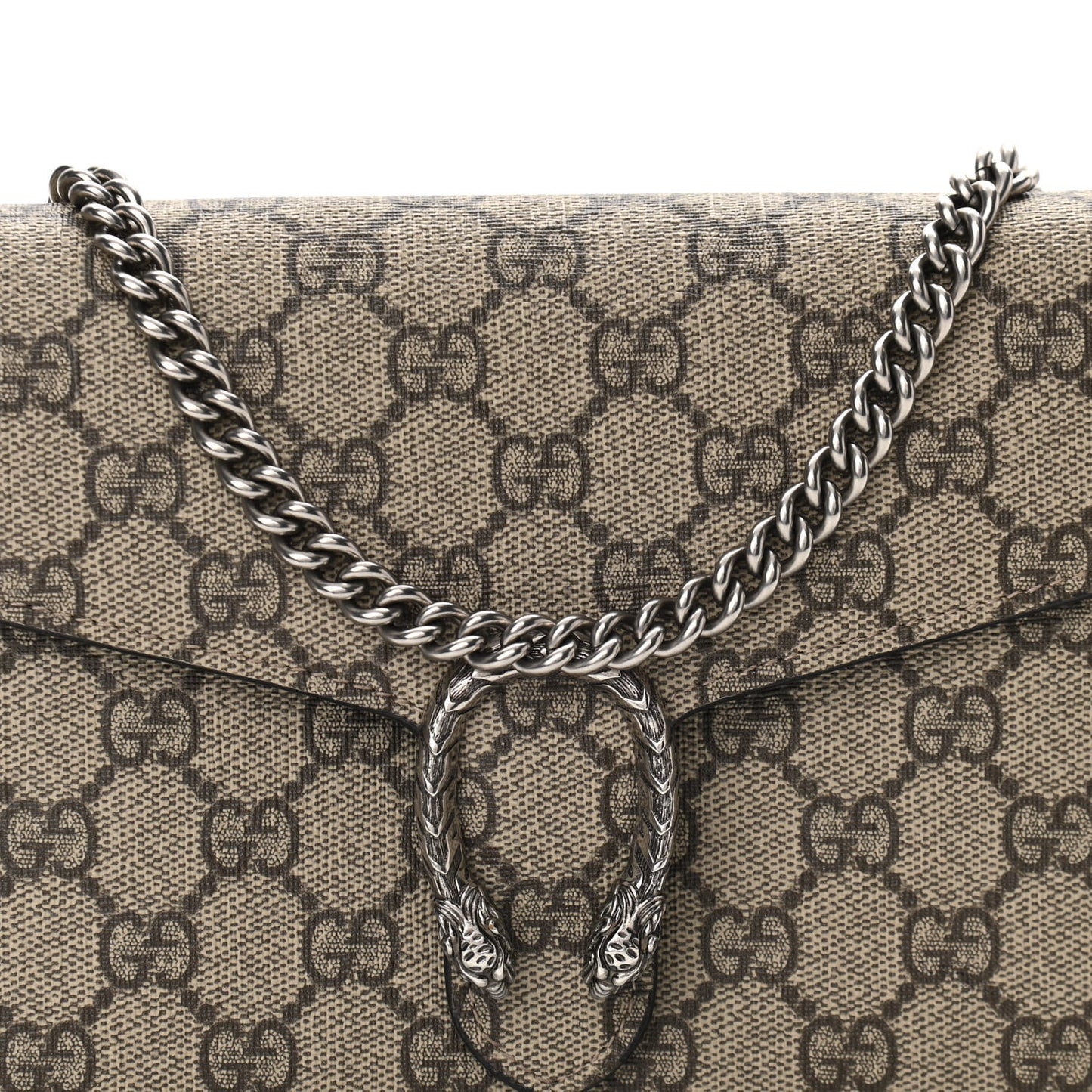 GG Supreme Monogram Mini Dionysus Chain Wallet Beige Black
