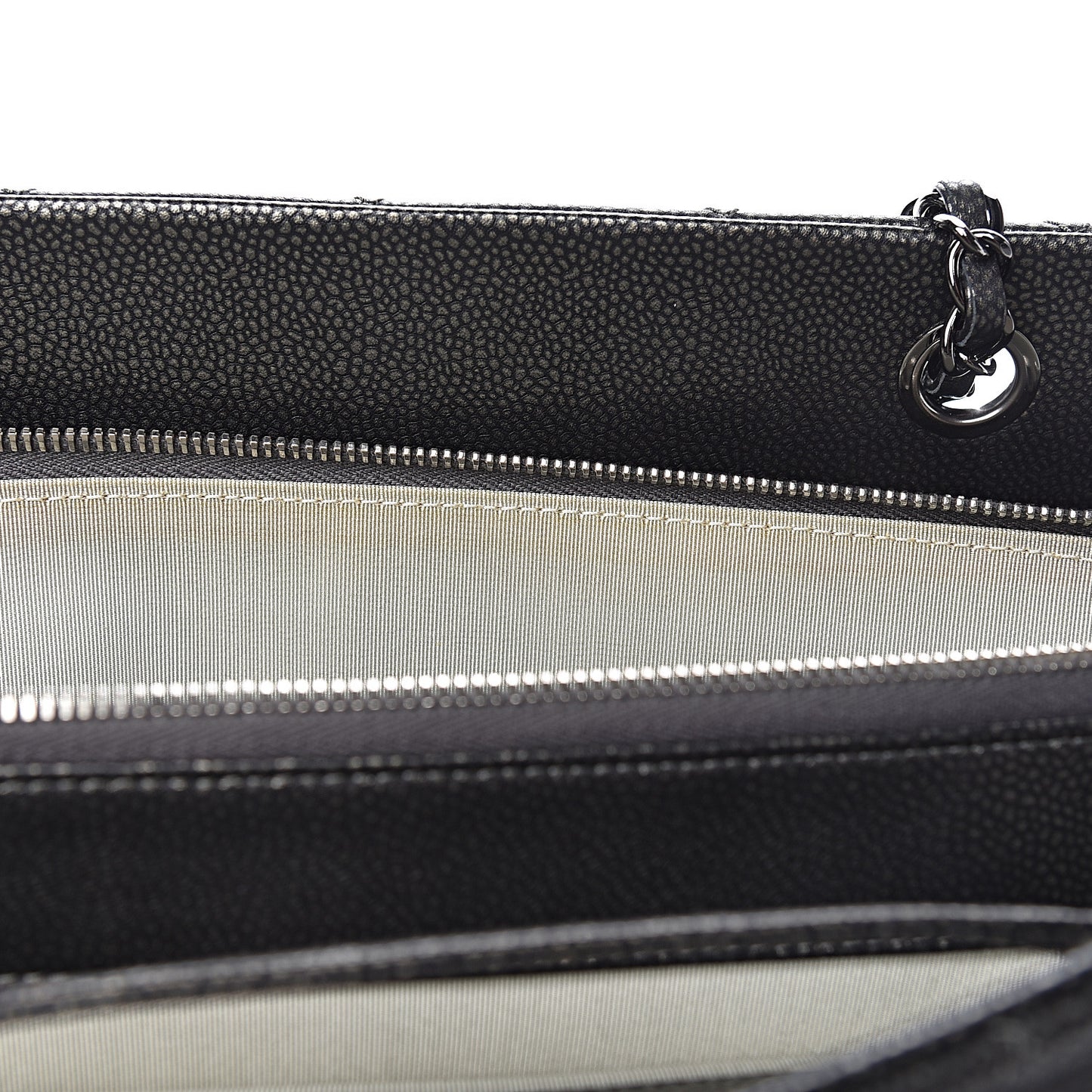 Metallic Caviar Quilted CC Tote Dark Silver