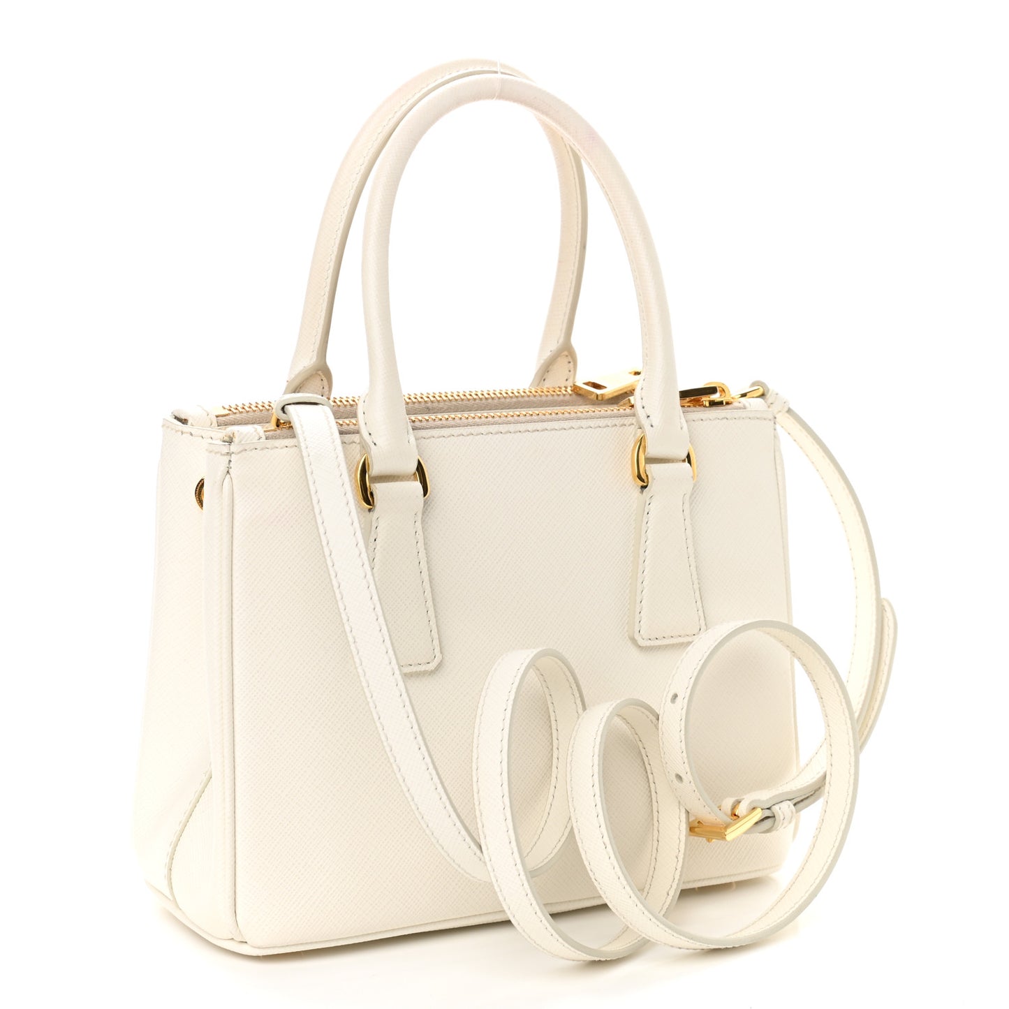 Saffiano Mini Galleria Double Zip Tote Bianco