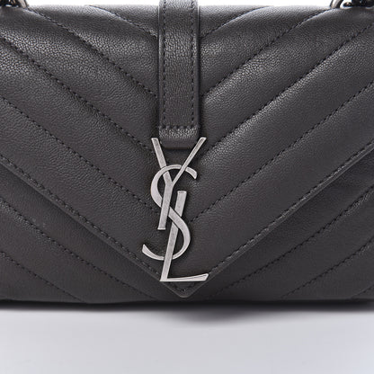 Saint Laurent Sheepskin Matelasse Chevron Monogram College Chain Wallet Coal 10 of 14
