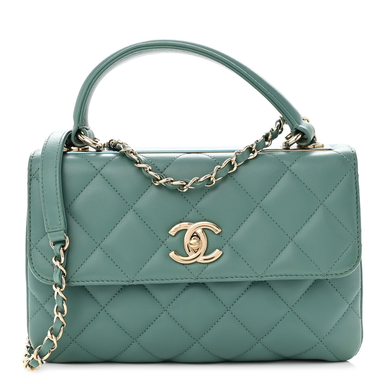 Chanel Lambskin Quilted Small Trendy CC Flap Dual Handle Bag Green 1 of 12