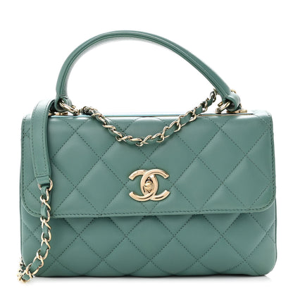 Chanel Lambskin Quilted Small Trendy CC Flap Dual Handle Bag Green 1 of 12