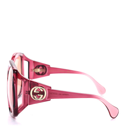 Gucci Acetate Round Sunglasses GG0875S Burgundy Orange 3 of 7