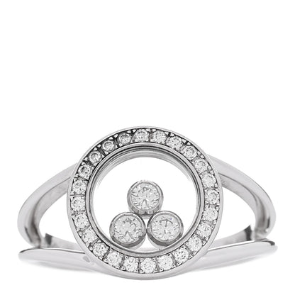 Chopard 18K White Gold Diamond 3 Happy Diamonds Circle Ring 48 4.5 1 of 6