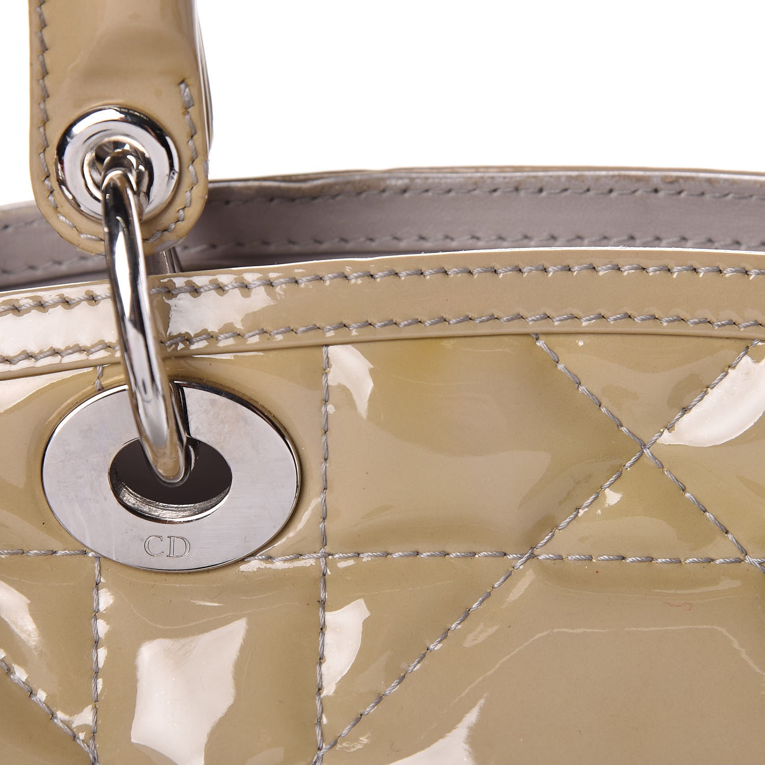 Christian Dior Patent Cannage Medium Granville Tote Beige 10 of 29
