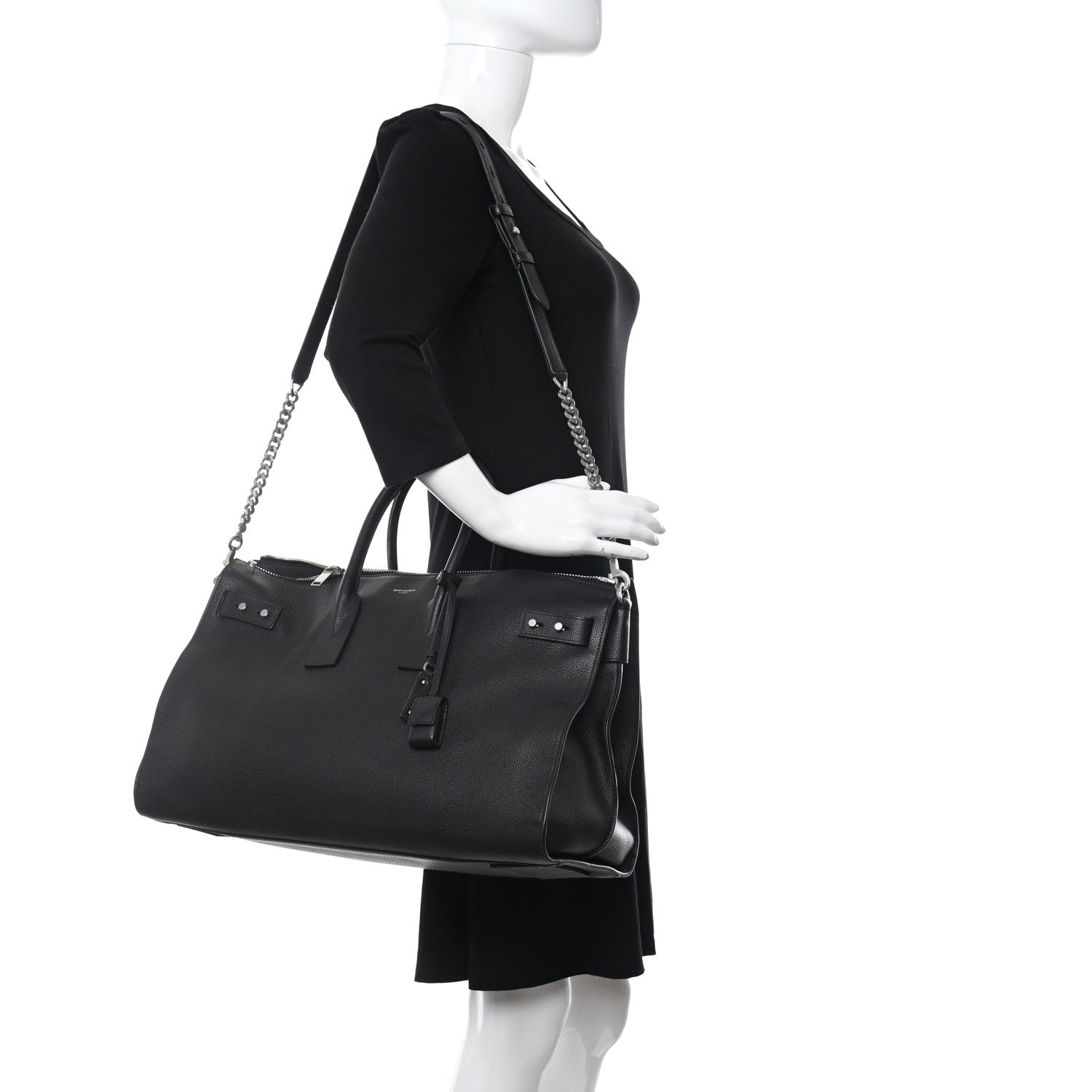 Saint Laurent Grained Calfskin Medium Souple Sac De Jour Duffle Black 3 of 9