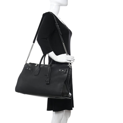 Saint Laurent Grained Calfskin Medium Souple Sac De Jour Duffle Black 3 of 9