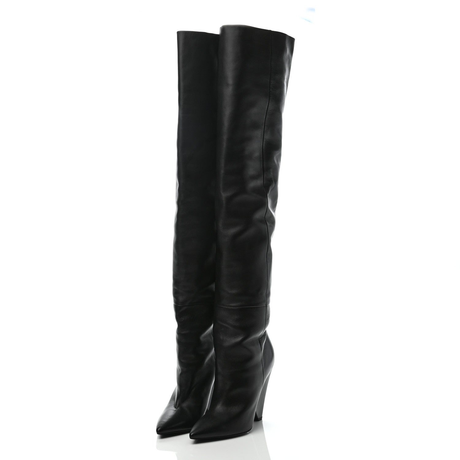 Saint Laurent Calfskin Niki 105 Thigh High Boots 38.5 Black 3 of 7