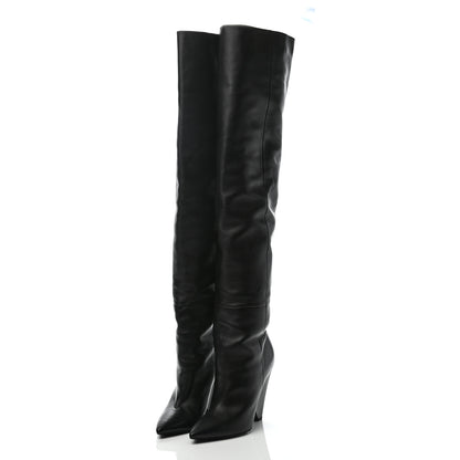 Saint Laurent Calfskin Niki 105 Thigh High Boots 38.5 Black 3 of 7