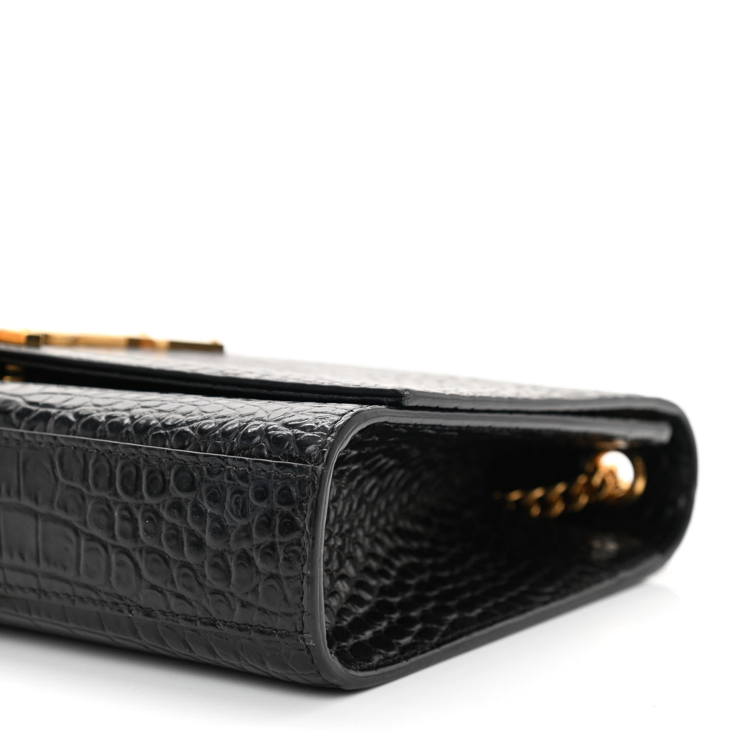 Saint Laurent Calfskin Crocodile Embossed Medium Classic Monogram Kate Tassel Satchel Blue Sapphire 8 of 8