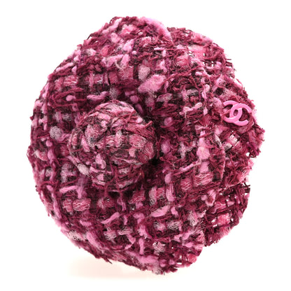 Chanel Tweed Camellia Pin Brooch Pink 3 of 3