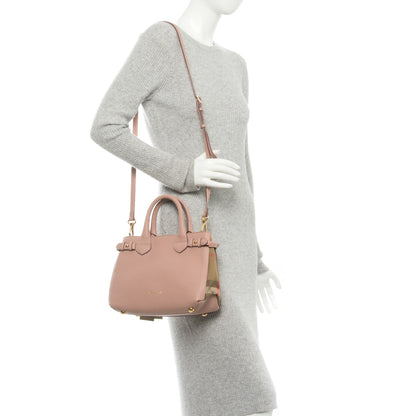Burberry Grainy Calfskin House Check Small Banner Tote Pale Orchid 2 of 8