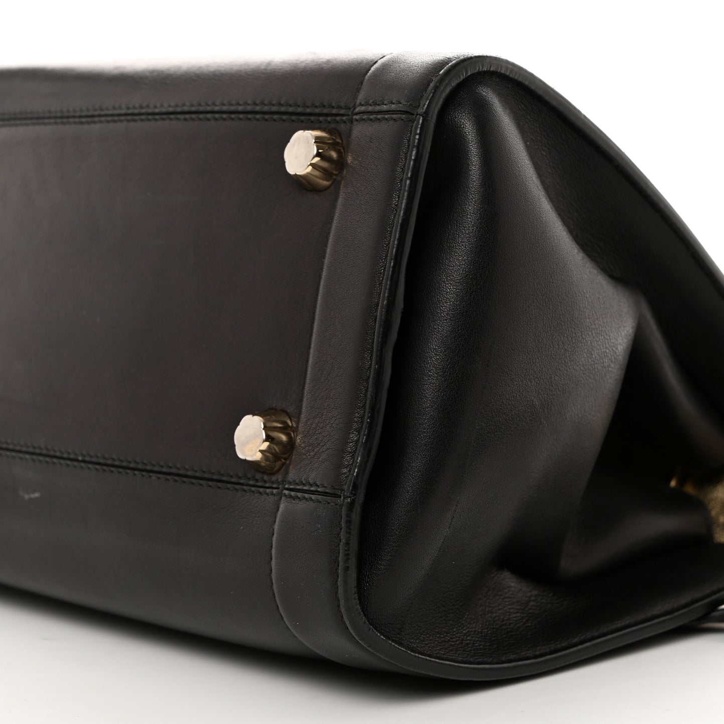 Calfskin Sofia Rainbow Top Handle Bag Black