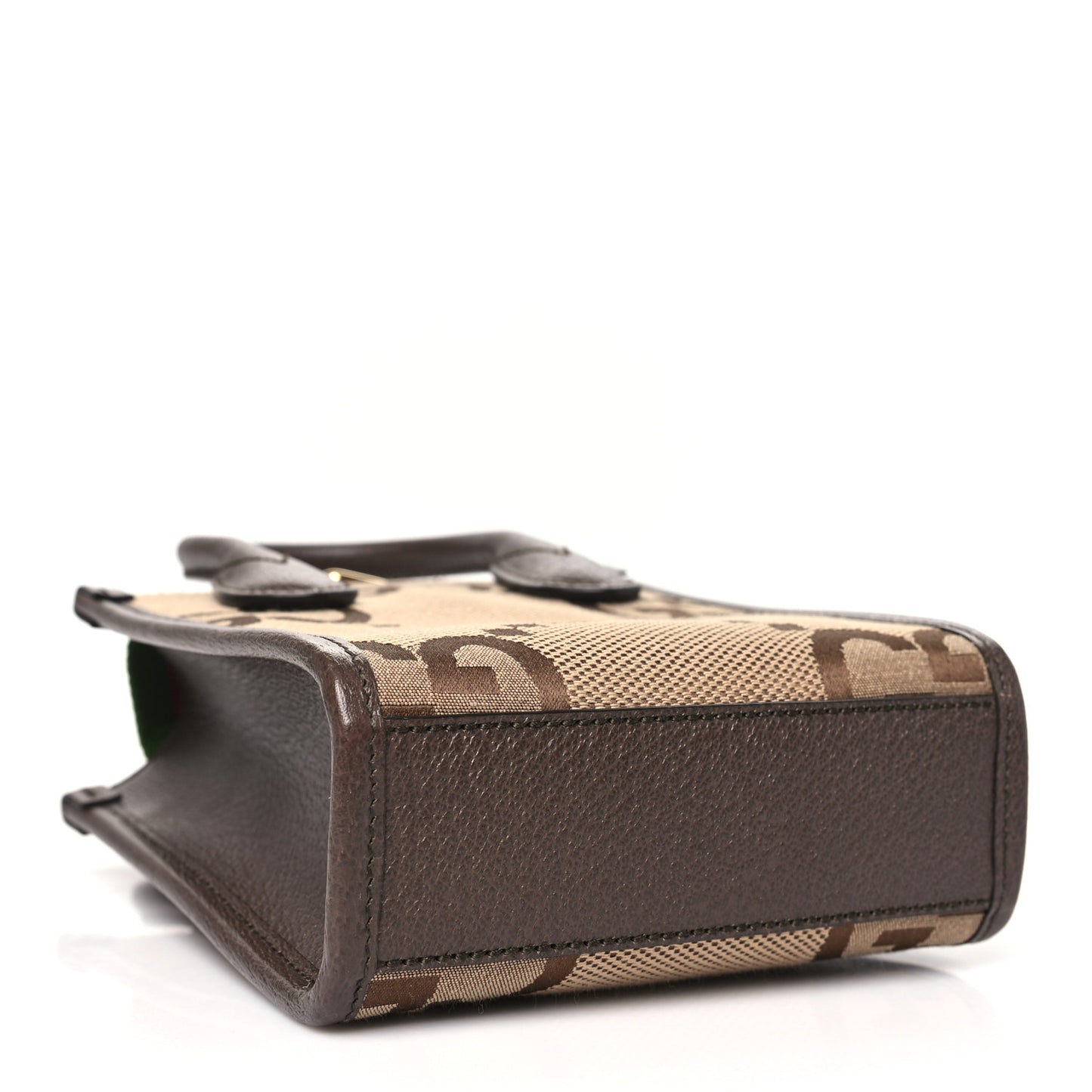 Monogram Jumbo GG Textured Dollar Calfskin Web Mini Vertical Tote Camel Ebony New Acero