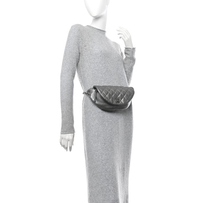 Chanel Metallic Calfskin Crocodile Embossed Quilted Easy Trip Waist Bag Fanny Pack Silver 2 of 10