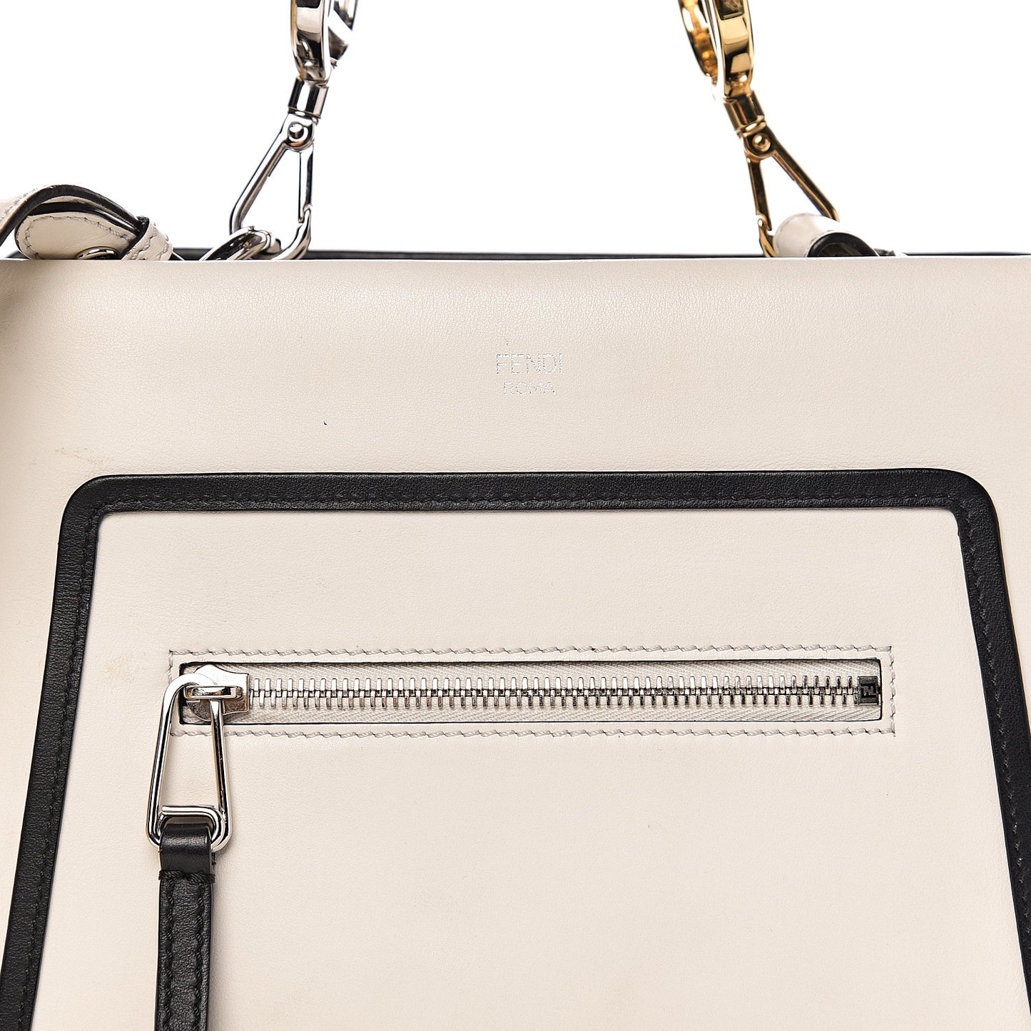 Vitello Century Opaco F is Fendi Bi-Color Small Runaway Satchel White Ice Black