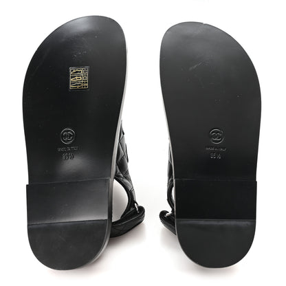 Chanel Lambskin Quilted Velcro Dad Sandals 35.5 So Black 6 of 9